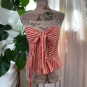 Diane Von Furstenberg Bustier Red and White Stripe